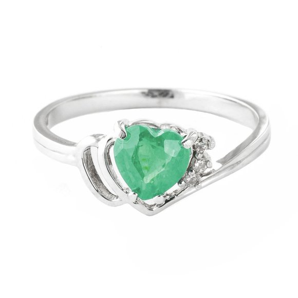 14K. SOLID GOLD RING WITH DIAMONDS & EMERALD - Picture 2 of 5